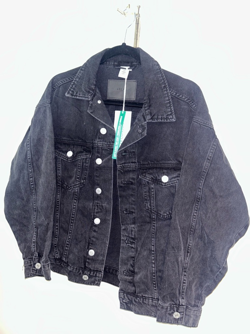 H&M Conscious Black Grey Oversized Denim Jacket NWT - XSmall